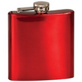 6 Oz. Gloss Red Laserable Stainless Steel Flask